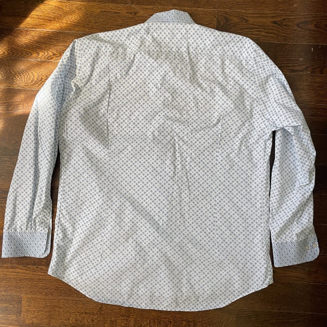 Etro long-sleeve Cotton shirt White with Blue Squares-Sz. 44-XL - photo 5