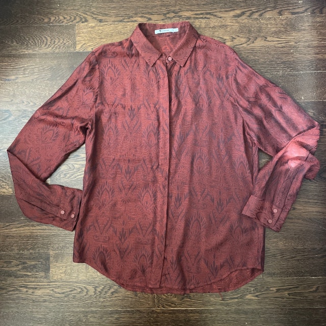 T Alexander Wang Woman's Burgundy Red Blouse Shirt-Large