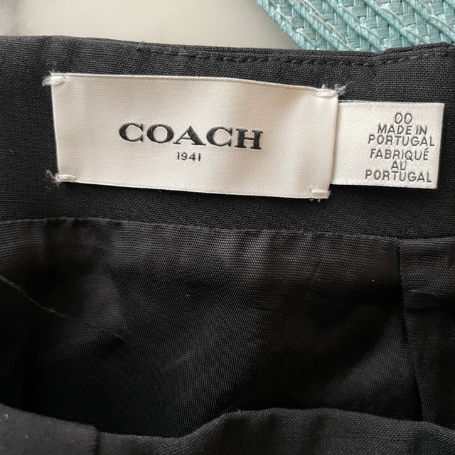 Coach Black Wool Blend Front Pleat Mini Skirt-slit pockets-00 - photo 3