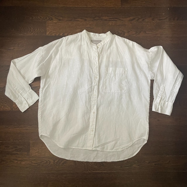 Everlane Woman's White Linen Oversize Shirt Blouse-Size 4