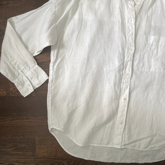 Everlane Woman's White Linen Oversize Shirt Blouse-Size 4 - photo 3
