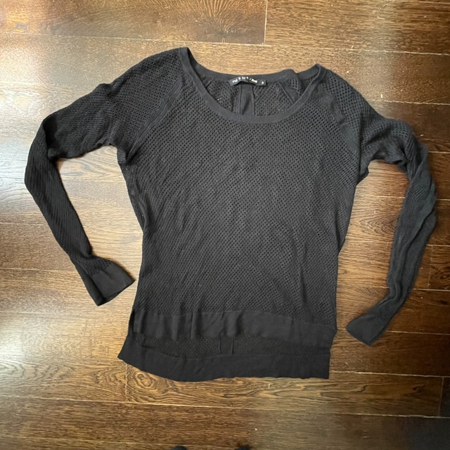 Rag & Bone Black Mesh Sheer Knit Sweater-Small