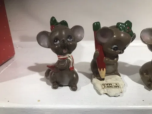 Vintage Josef Original Christmas Mice. Includes 5 image indicator(6)