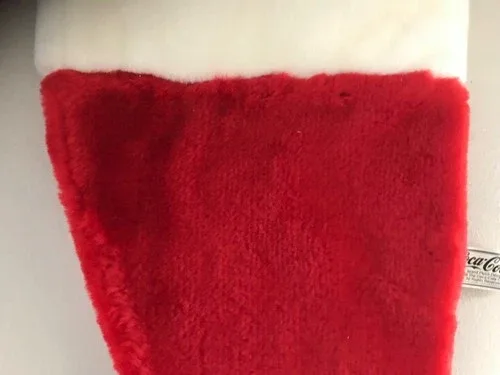 Vintage 1998 Coca-Cola Plush Christmas stocking, Red w/ holly be image indicator(7)