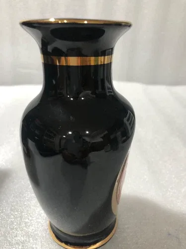 Beautiful Art of Chokin Japan Geisha 5" Vase 24K Gold Edged. New image indicator(3)