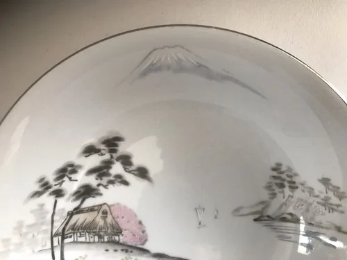 Vintage 1940's Mt. Fuji Stone China Serving Bowl Made In Japan image indicator(6)