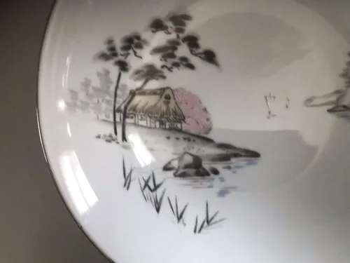 Vintage 1940's Mt. Fuji Stone China Serving Bowl Made In Japan image indicator(7)