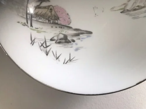 Vintage 1940's Mt. Fuji Stone China Serving Bowl Made In Japan image indicator(8)