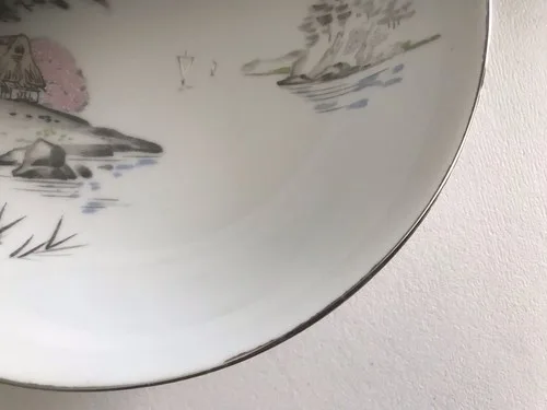 Vintage 1940's Mt. Fuji Stone China Serving Bowl Made In Japan image indicator(9)