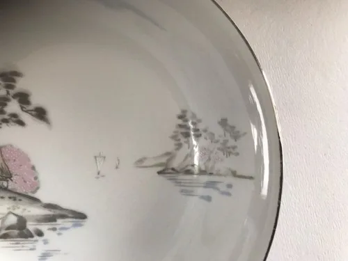 Vintage 1940's Mt. Fuji Stone China Serving Bowl Made In Japan image indicator(10)