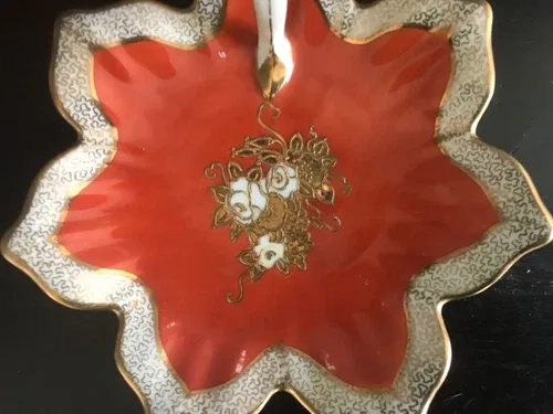 Vintage Porcelain Noritake Leaf Dish Japan Hand Paint image indicator(3)