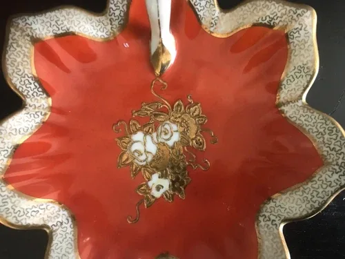 Vintage Porcelain Noritake Leaf Dish Japan Hand Paint image indicator(4)