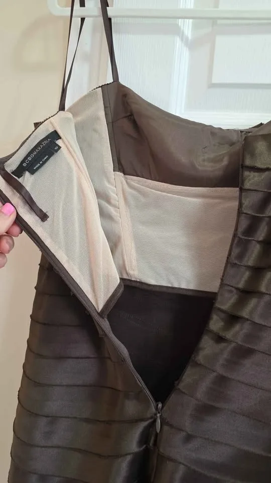 Women's BCBG Maxazris sz 10 designer strapless dress- form fitti image indicator(4)