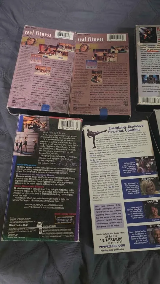 Workout videos VHS reebok, the bo, cher fitness, real fitness $5 image indicator(4)
