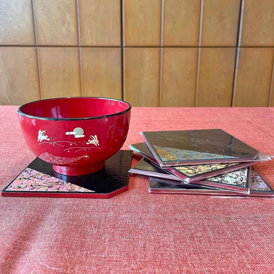 NEW✨Set of 5 Japanese Lacquer Coasters Set