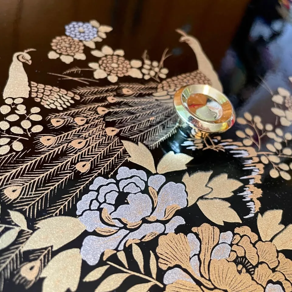 Black Lacquered Box with Gold Peacock Design image indicator(3)