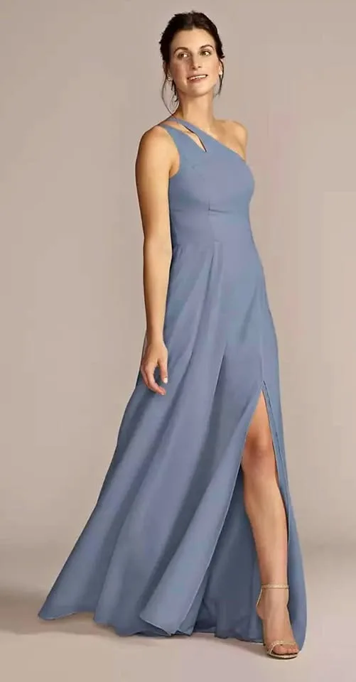 Chiffon one shoulder dress - David’s Bridal