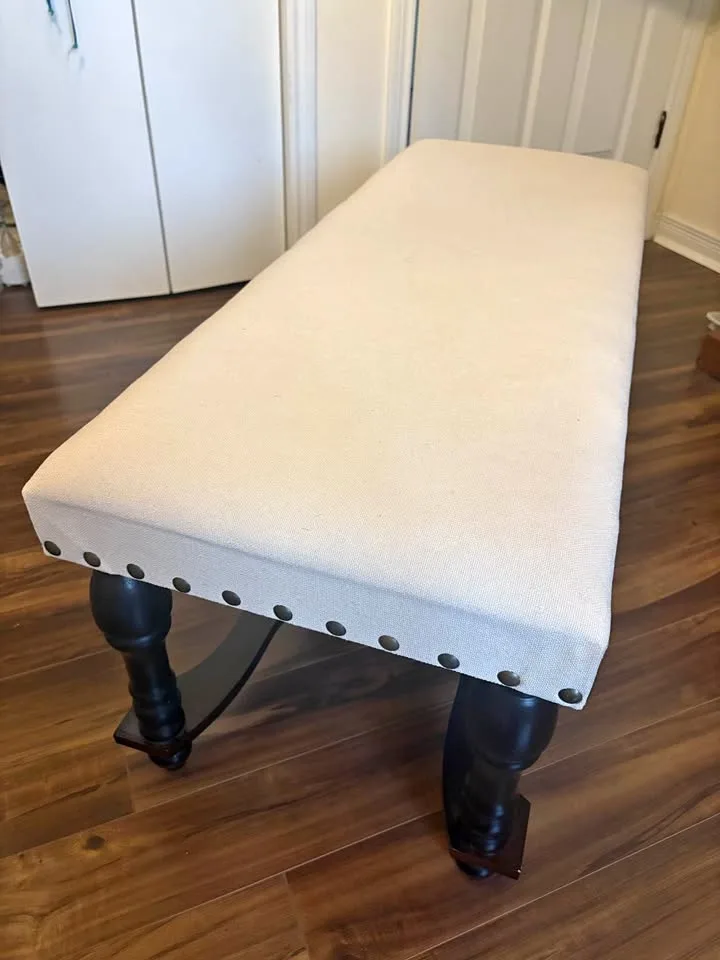 🤍 StyleCraft Linen Upholstered Bench 🤍 thumbnail