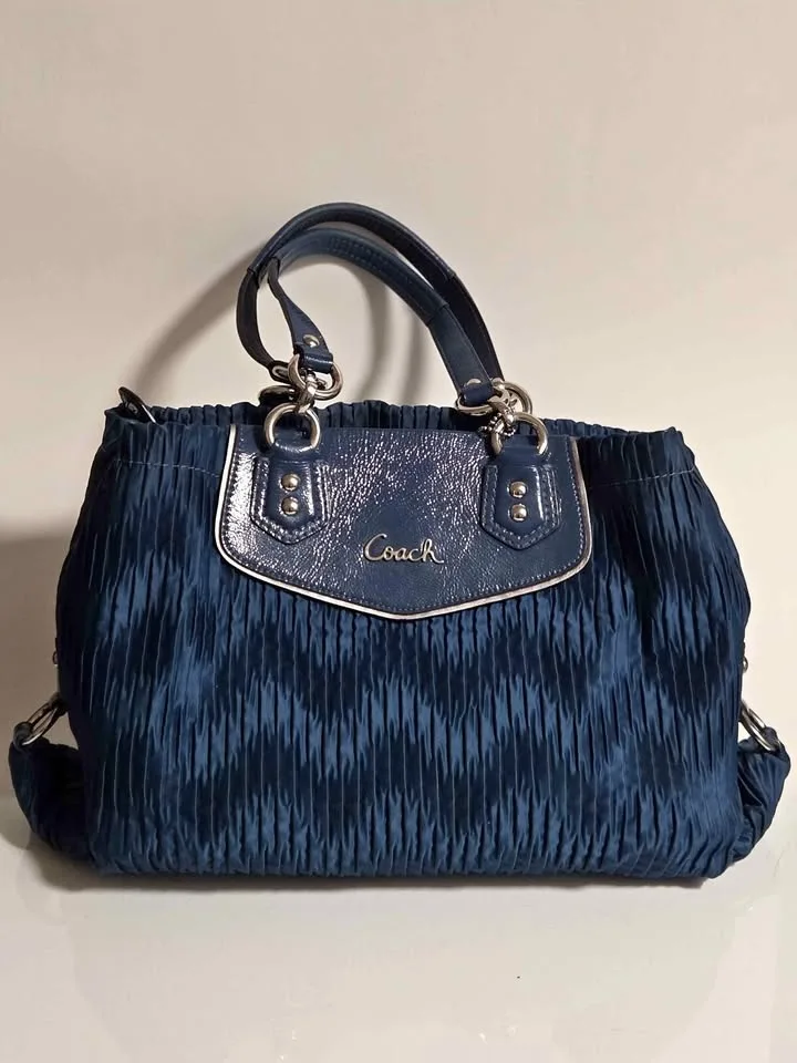 Coach Hobo Bag Ocean Blue Ruched Satin