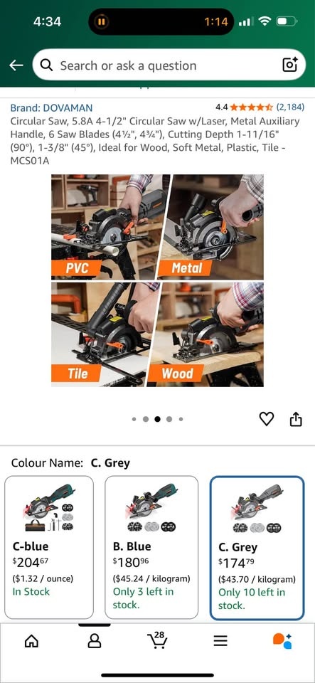 Circular saw with laser, 4.5” blades, works exceptionally well - photo 3