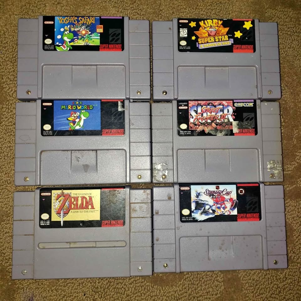 Snes. Like new no sticker damage. Super Nintendo games. Retro.