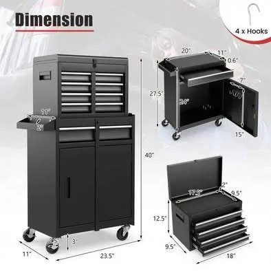 New 2-in-1 Rolling Tool Chest with 5 Sliding Lockable Drawers/24 image indicator(7)