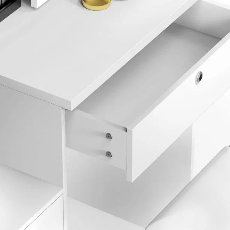 Makeup Vanity Desk with LED Mirror & 4 Drawers image indicator(5)