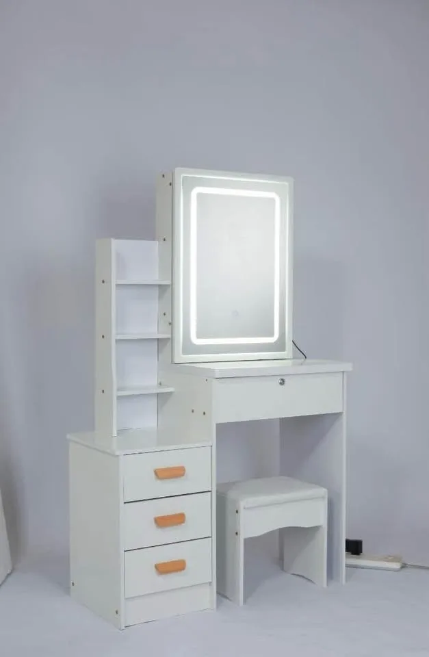 Makeup Vanity Desk with LED Mirror & 4 Drawers image indicator(8)
