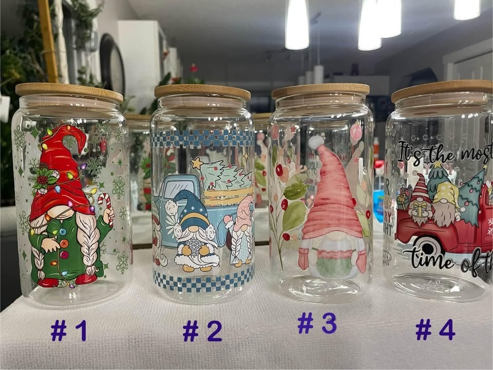 Christmas themed 16oz glass tumbler, c/w bamboo lid - photo 2