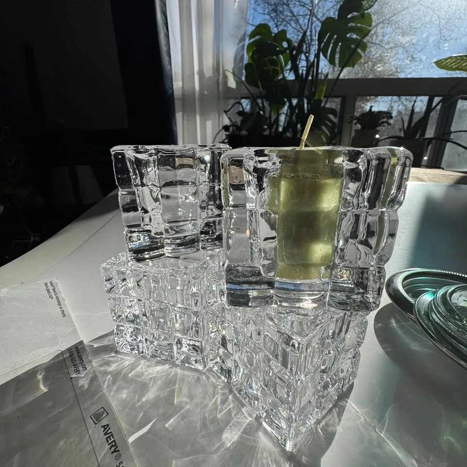 Vintage MCM Heavy Glass Candle Holder Great Price image indicator(3)
