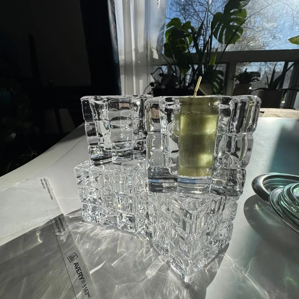 Vintage MCM Heavy Glass Candle Holder Great Price image indicator(4)