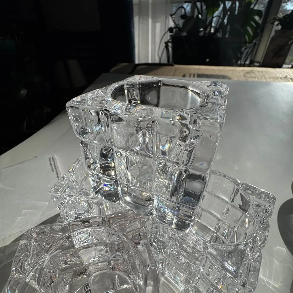 Vintage MCM Heavy Glass Candle Holder Great Price image indicator(5)