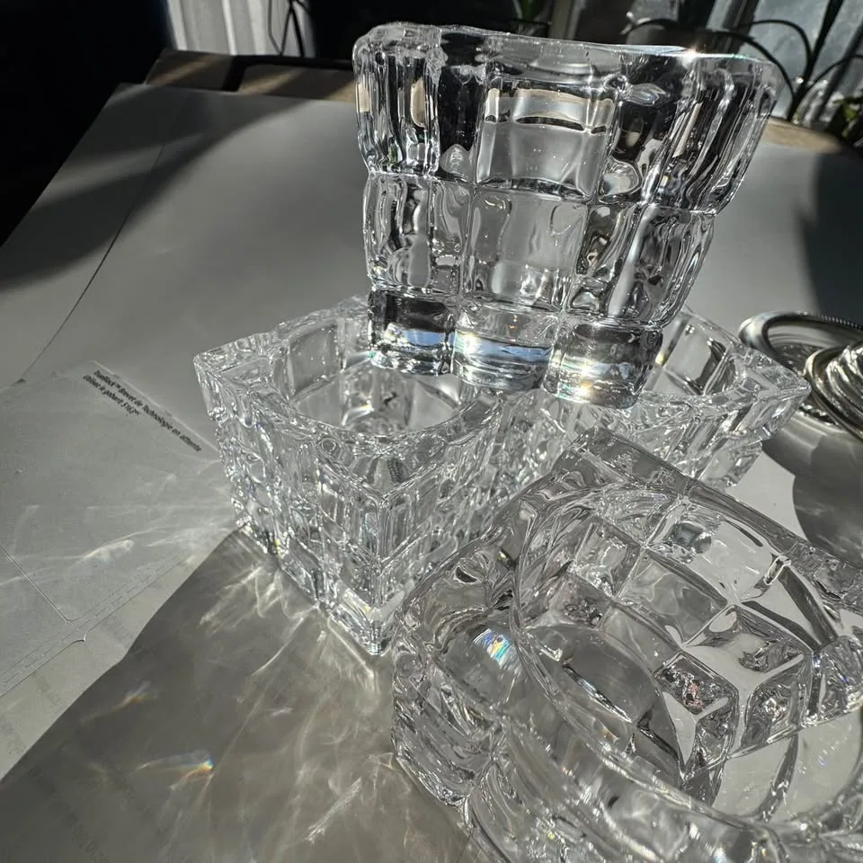 Vintage MCM Heavy Glass Candle Holder Great Price image indicator(6)