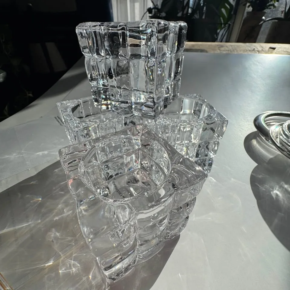 Vintage MCM Heavy Glass Candle Holder Great Price image indicator(7)