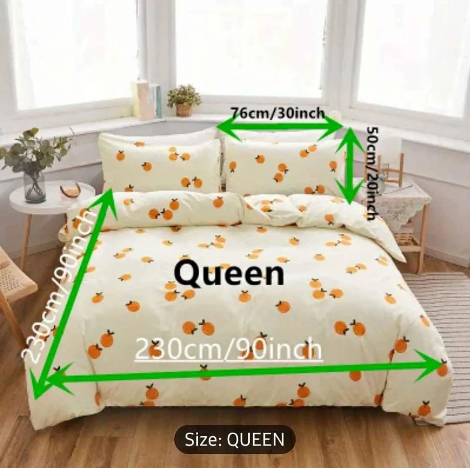 Cute Orange Duvet Cover Sheets w/ pillow cases