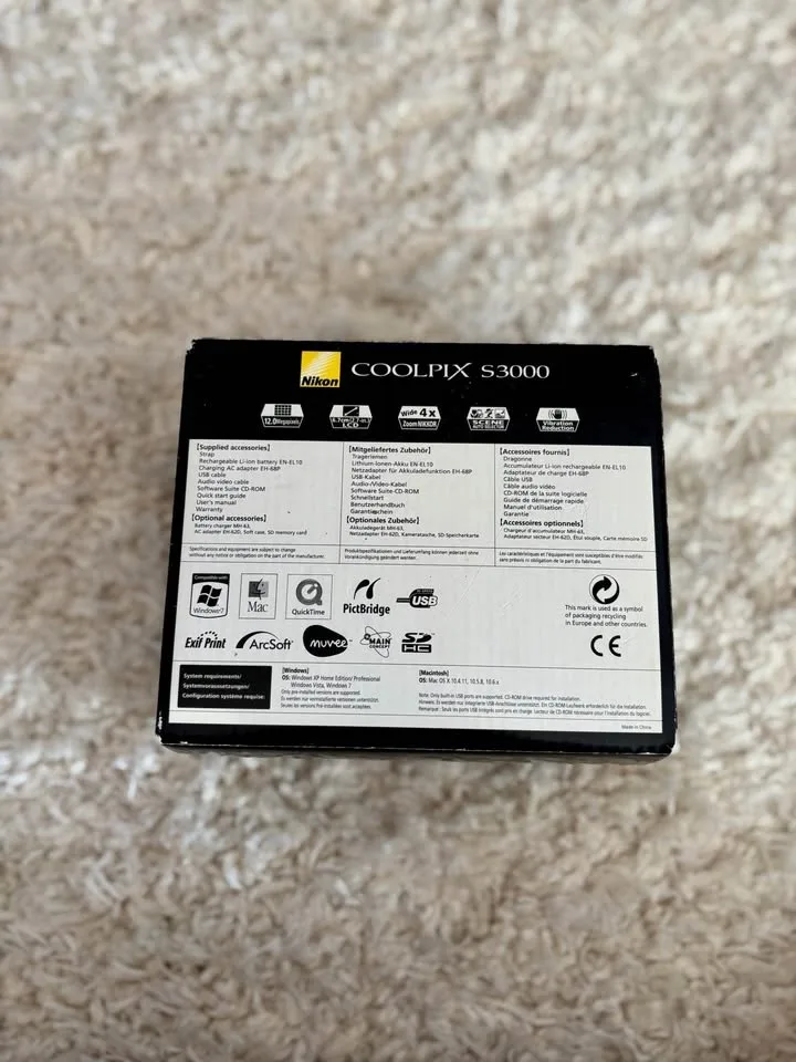 Nikon Coolpix S3000 Blue Digital Camera - with original box image indicator(7)