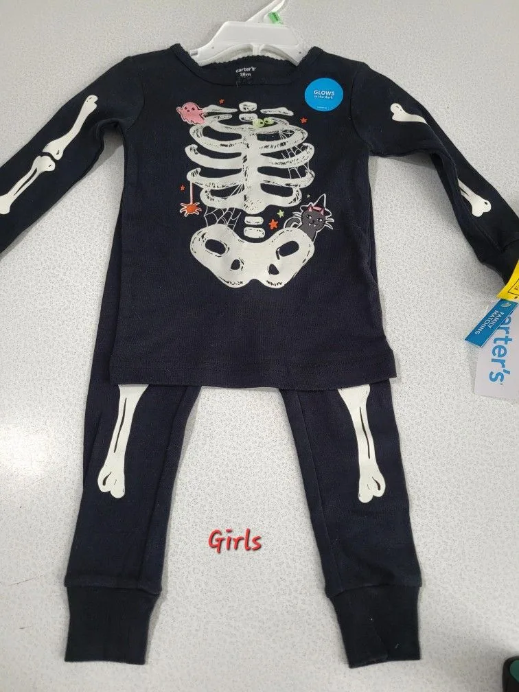Baby girl Carter's Halloween glow in dark pajama Set Size 18 mo thumbnail