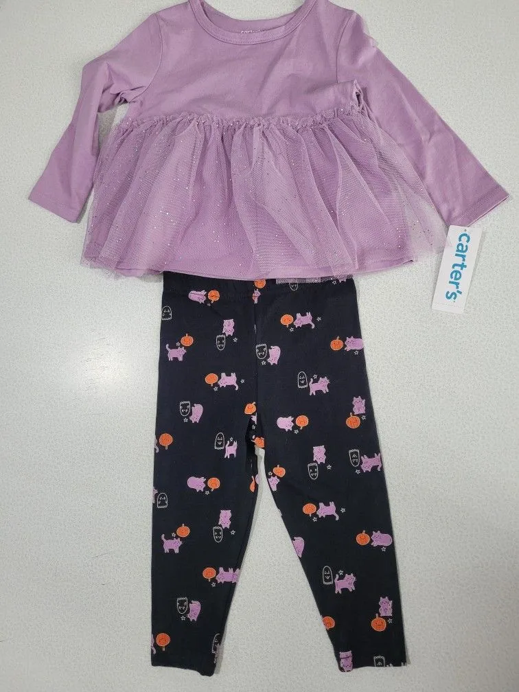 Baby Girl Carter's Tutu Top & Halloween Leggings Set Size 18 mo thumbnail