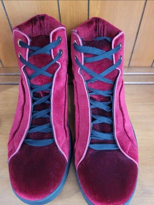 Zara Man EU 44 US 11.5 Red / Maroon Velvet Sneaker Boots image indicator(2)