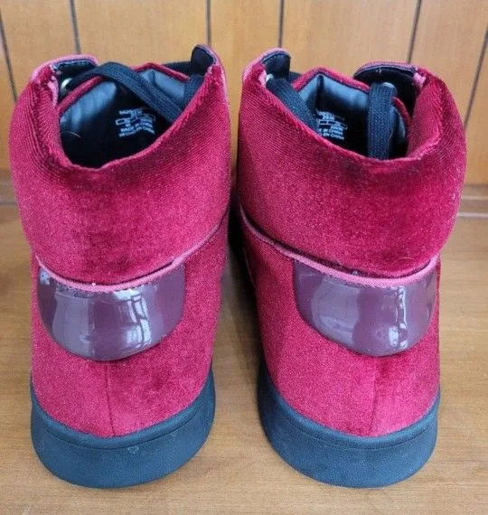 Zara Man EU 44 US 11.5 Red / Maroon Velvet Sneaker Boots image indicator(4)