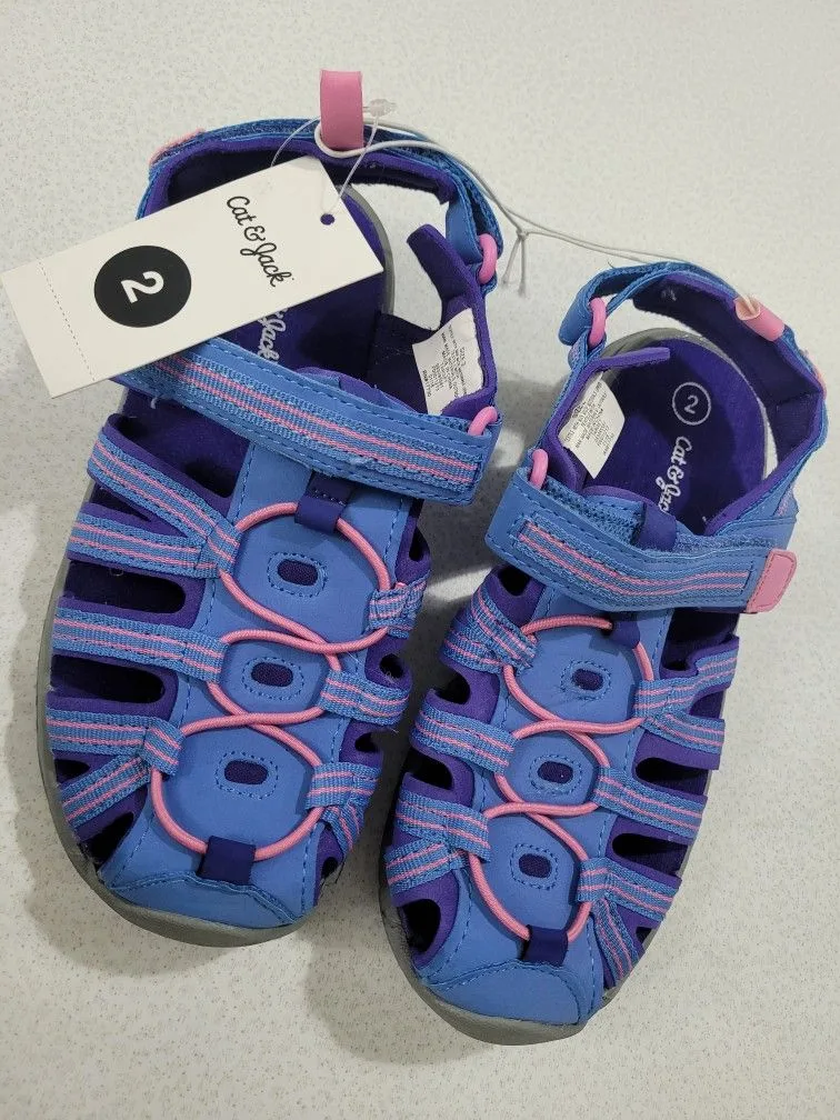 New Cat & Jack Fisherman Camp Shoes Hiking Sandals Purple Blue G thumbnail