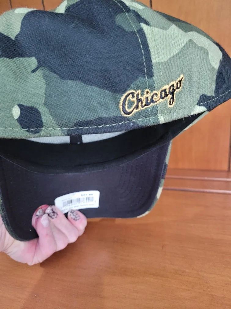New Era Chicago White Sox Camo Hat Fitted M/L Green Armed Forces image indicator(2)