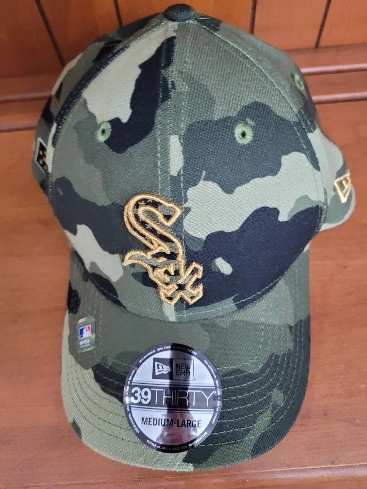 New Era Chicago White Sox Camo Hat Fitted M/L Green Armed Forces image indicator(4)