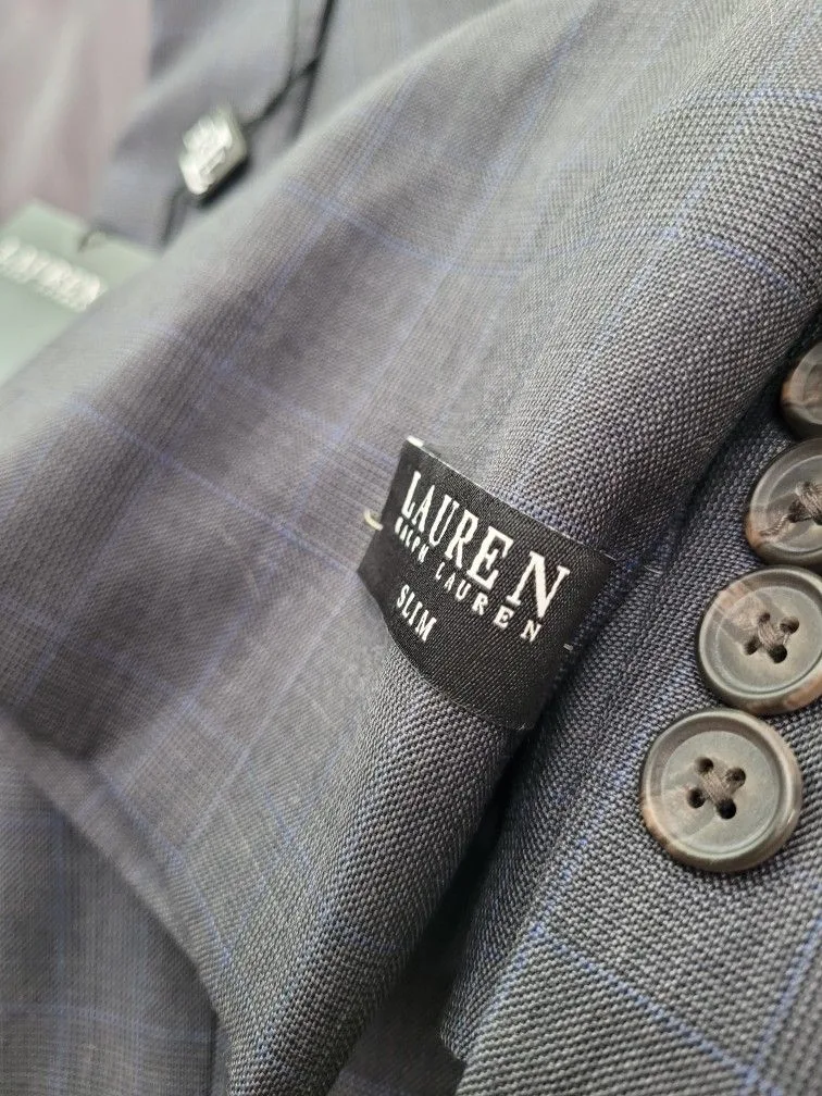 LAUREN RALPH L Gray Suit Jacket & Vest Sz 48 image indicator(6)