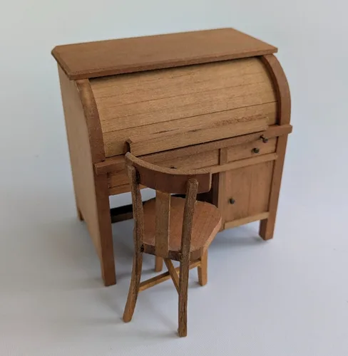 Shackman Roll Top Desk & Chair Miniature Dollhouse 1:12 image indicator(2)