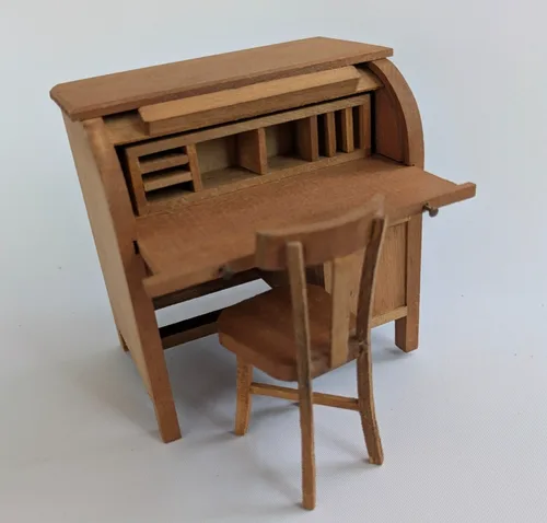 Shackman Roll Top Desk & Chair Miniature Dollhouse 1:12 image indicator(4)