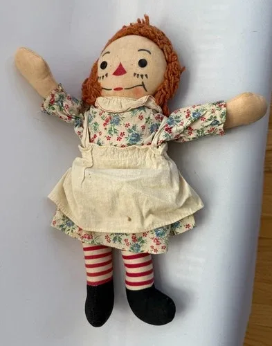 Raggedy Ann Doll Red Hair White Dress 15" "I Love You" on chest image indicator(2)