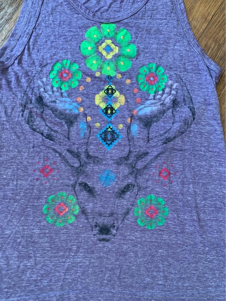 Sweet Vintage Lavender Coloured Deer Emblem Tank💜💚 - photo 2