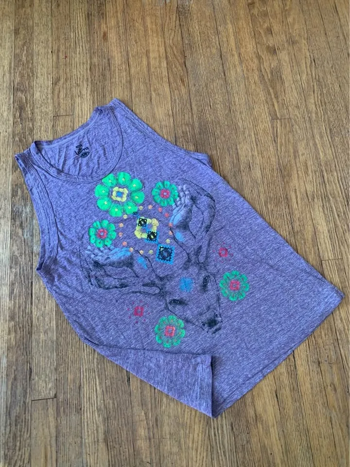 Sweet Vintage Lavender Coloured Deer Emblem Tank💜💚 image indicator(3)