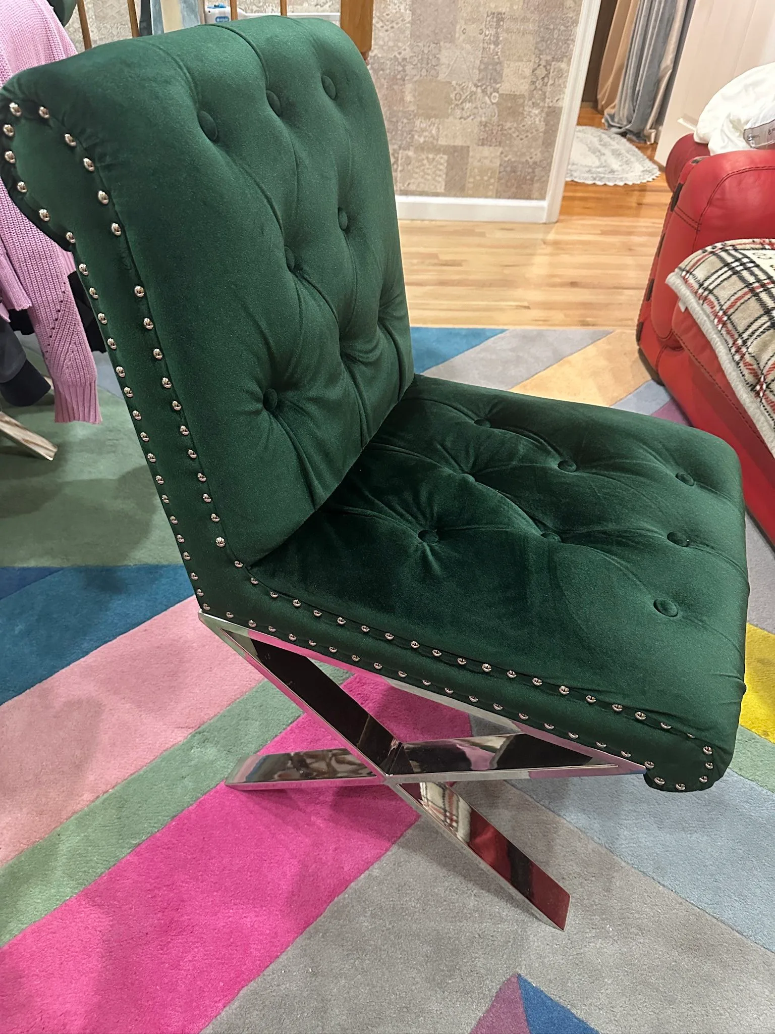 Green Velour Dining Chairs